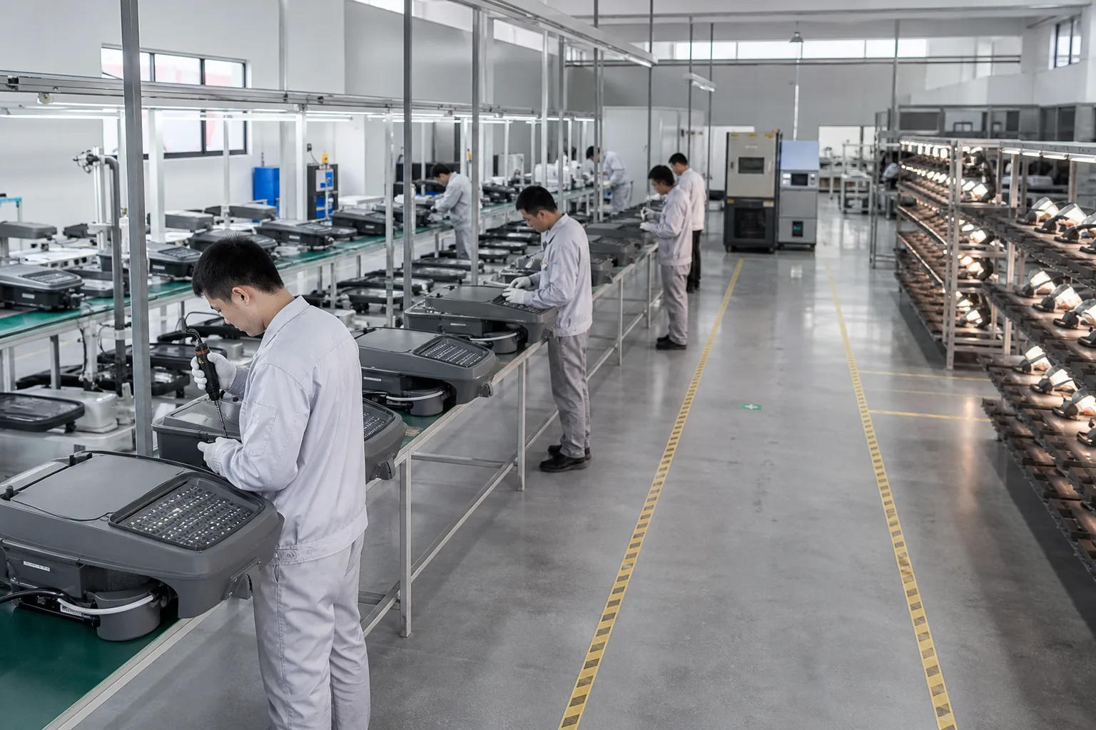 LED lighting production and quality-control environment at a supply partner